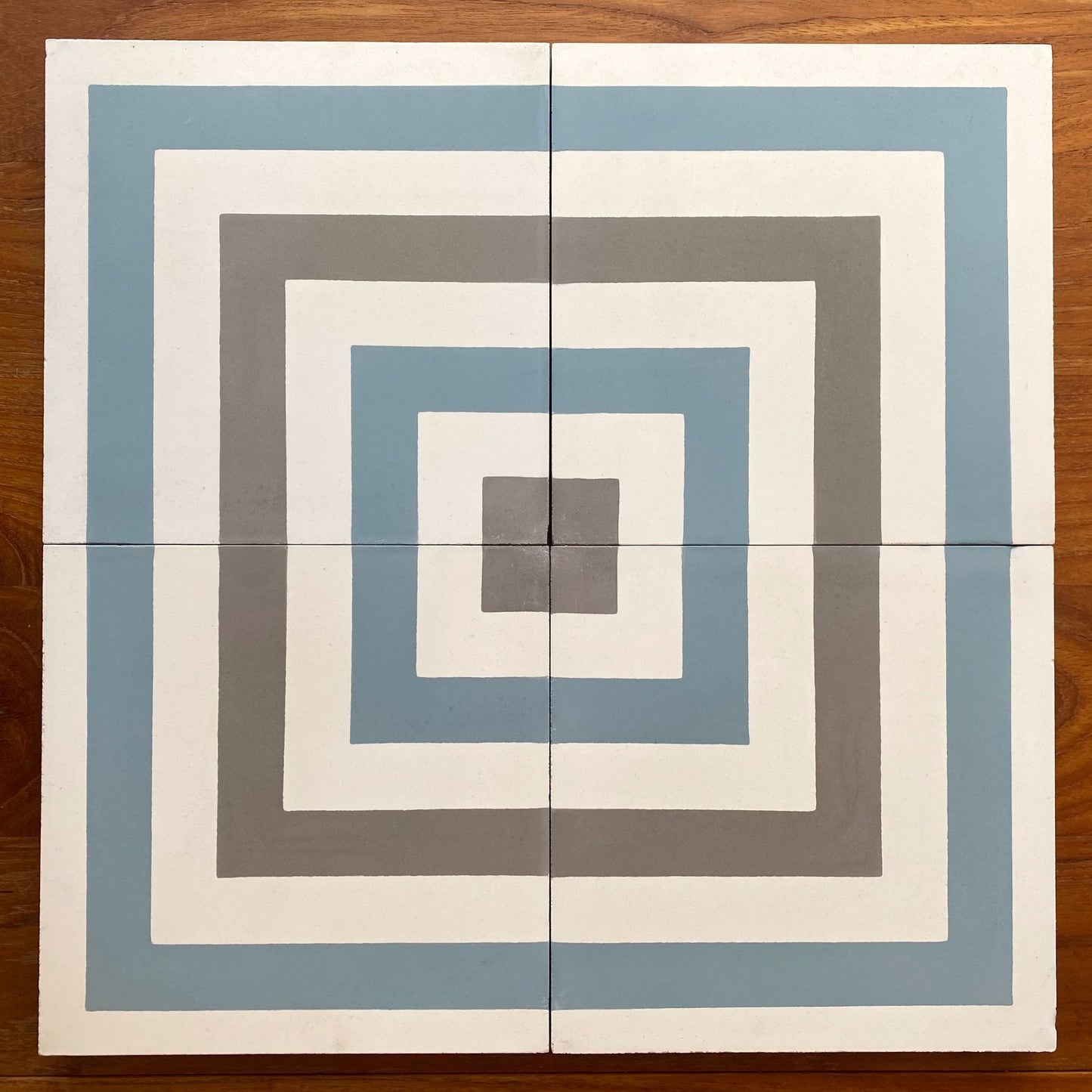 Clé Tile | Cement Square Target 8x8 Tile, in Lake/Metal/White