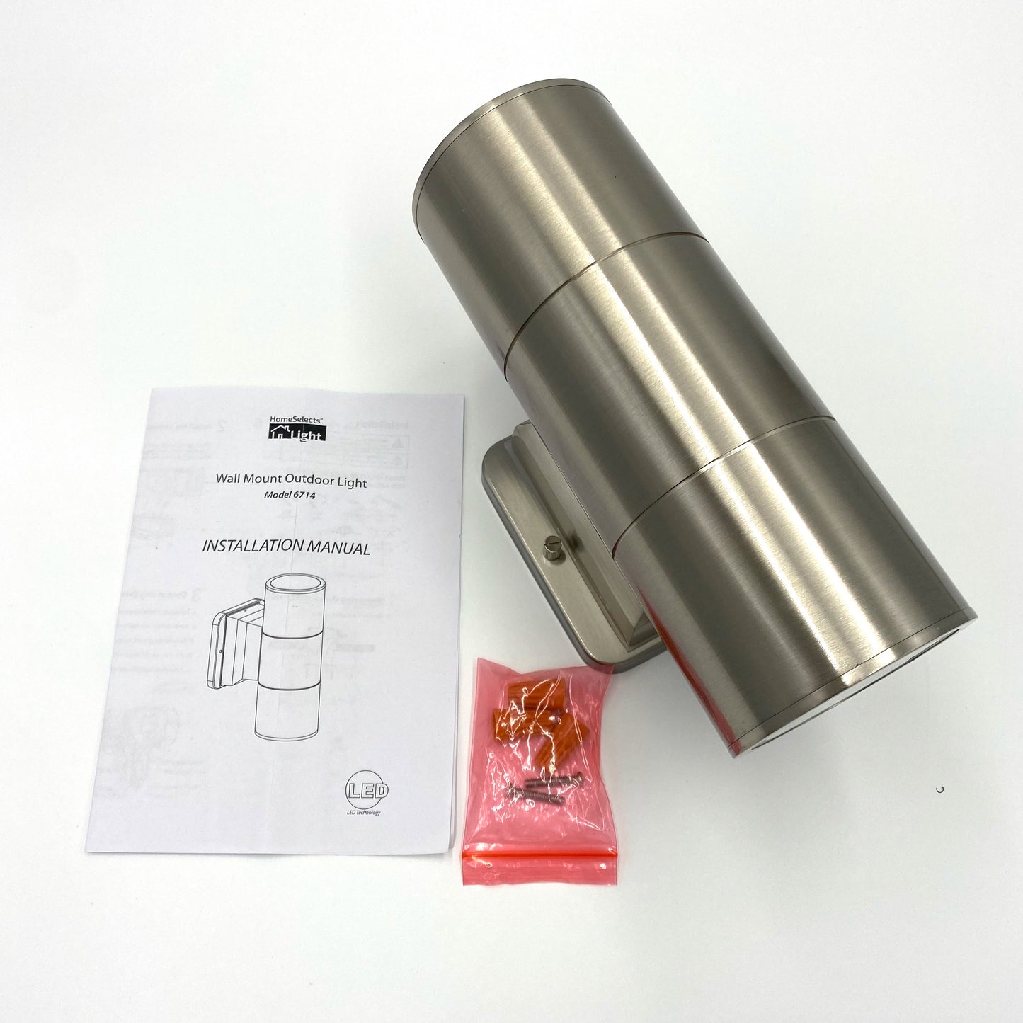 HomeSelects | Contempo 1-Light Brushed Nickel Outdoor Wall Sconce