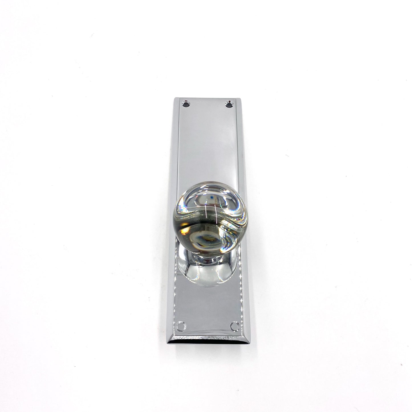 Emtek | Quincy 9in No-Key Sideplate Prvcy Door Handle Bristol Crystal Pol Chrome