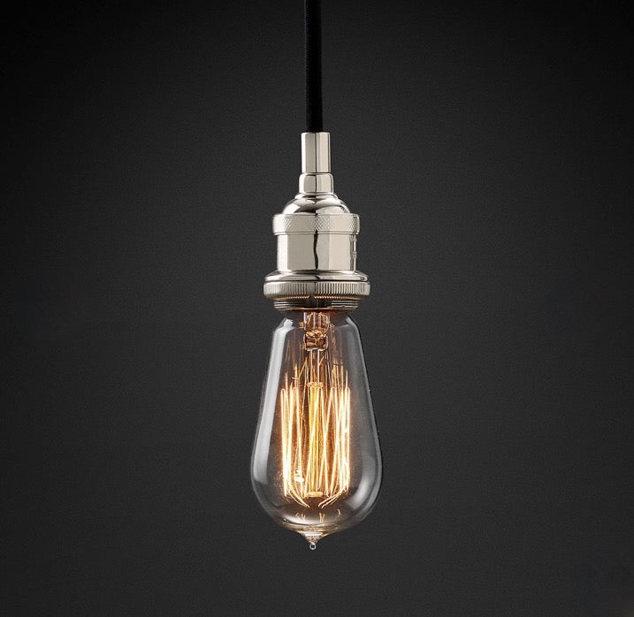Restoration Hardware | Filament Bare Bulb Single Pendant in Polished Nickel