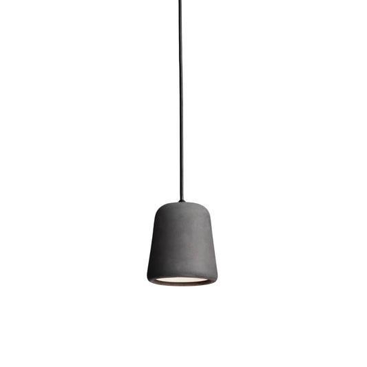 New Works | Material Pendant in Dark Grey Concrete, Black Cord