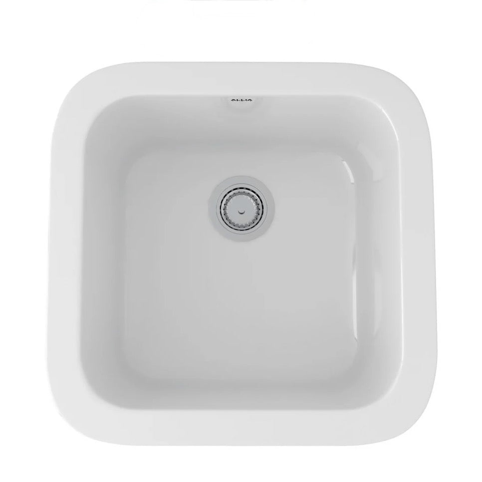 Rohl Allia | 18" Fireclay Single Bowl Bar/Food Prep Kitchen Sink in White