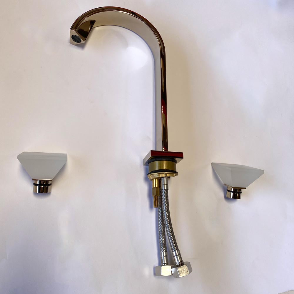 Rohl | Jorger Double Handle Widespread Bathroom Faucet Matte Crystal Handle
