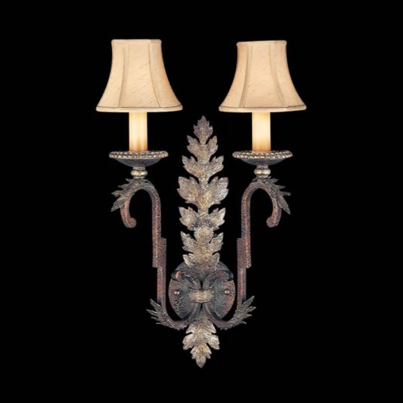 Fine Art Lamps | Stile Bellagio 2 Light 15 inch Tortoise Leather Crackle Sconce Wall Light