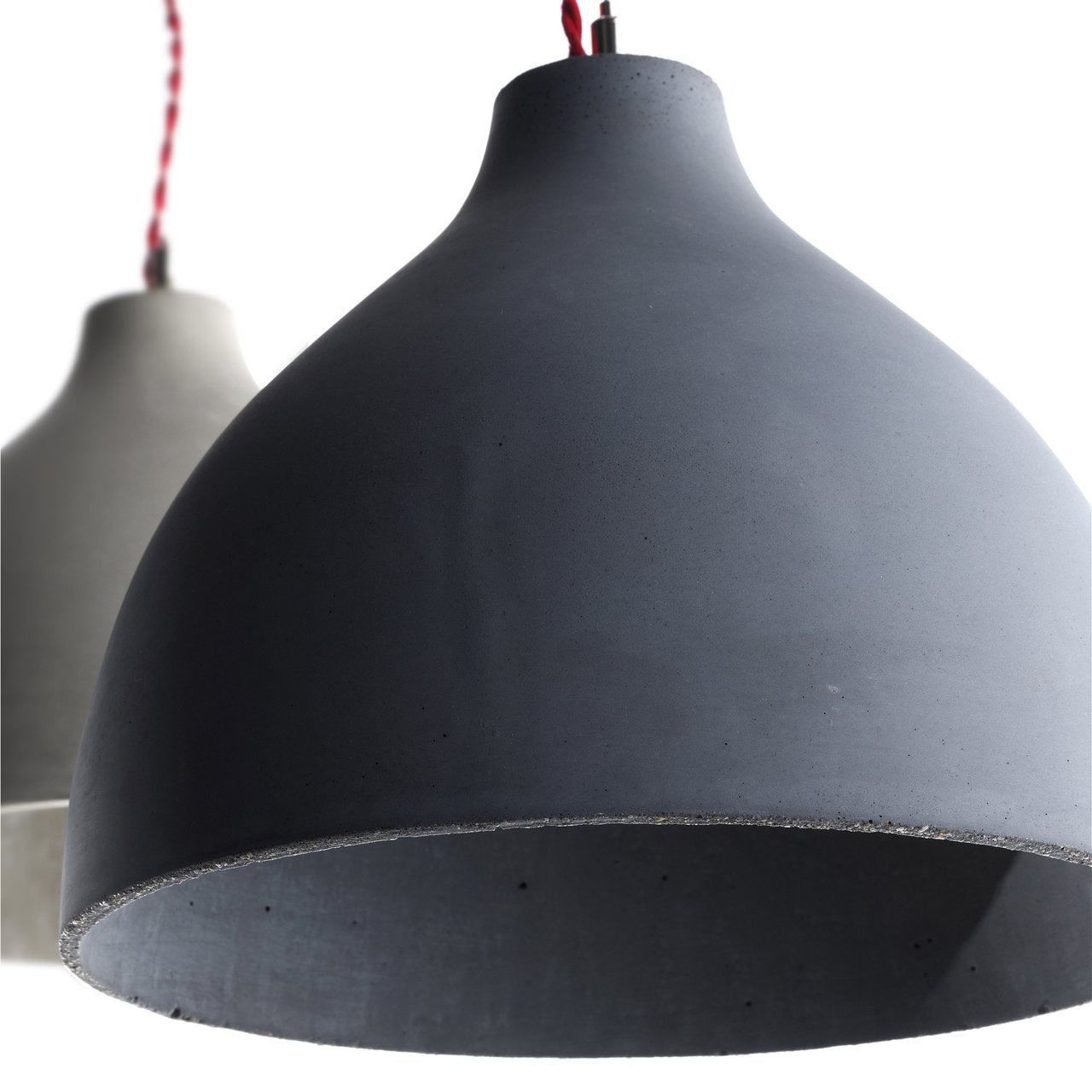 Decode | Heavy Pendant Light, Large - Dark Grey, Red Cord