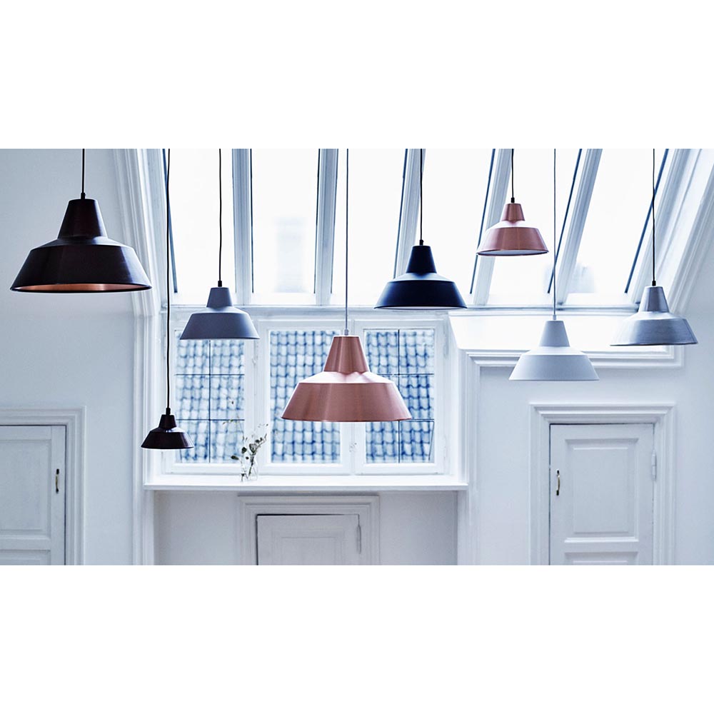 Made by Hand | Workshop Pendant Lamp W1, Aluminum w/ Black Cord