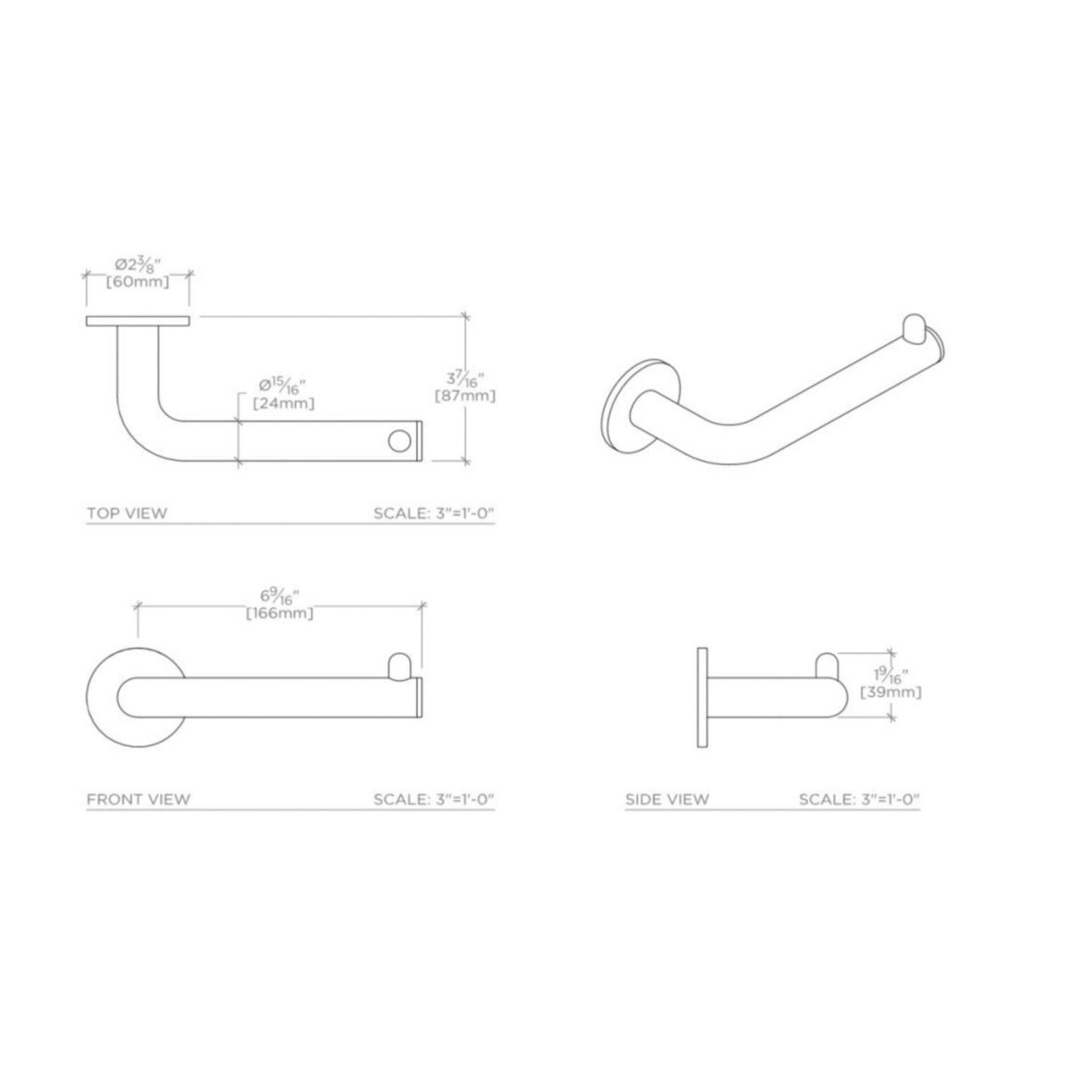 Waterworks | Flyte Wall Mounted One Arm Paper Holder in Chrome