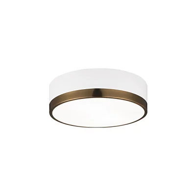 Matteo Lighting | Trydor Flushmount in White with Aged Gold Brass