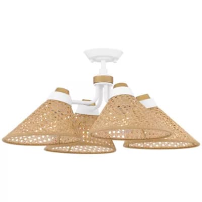 Quoizel | Graft Convertible Semi-Flushmount/Pendant in Matte White with Rattan