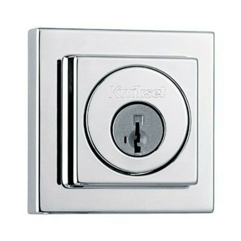Kwikset Signature 993SQT Square Single Cylinder Smartkey Deadbolt in Polished Chrome