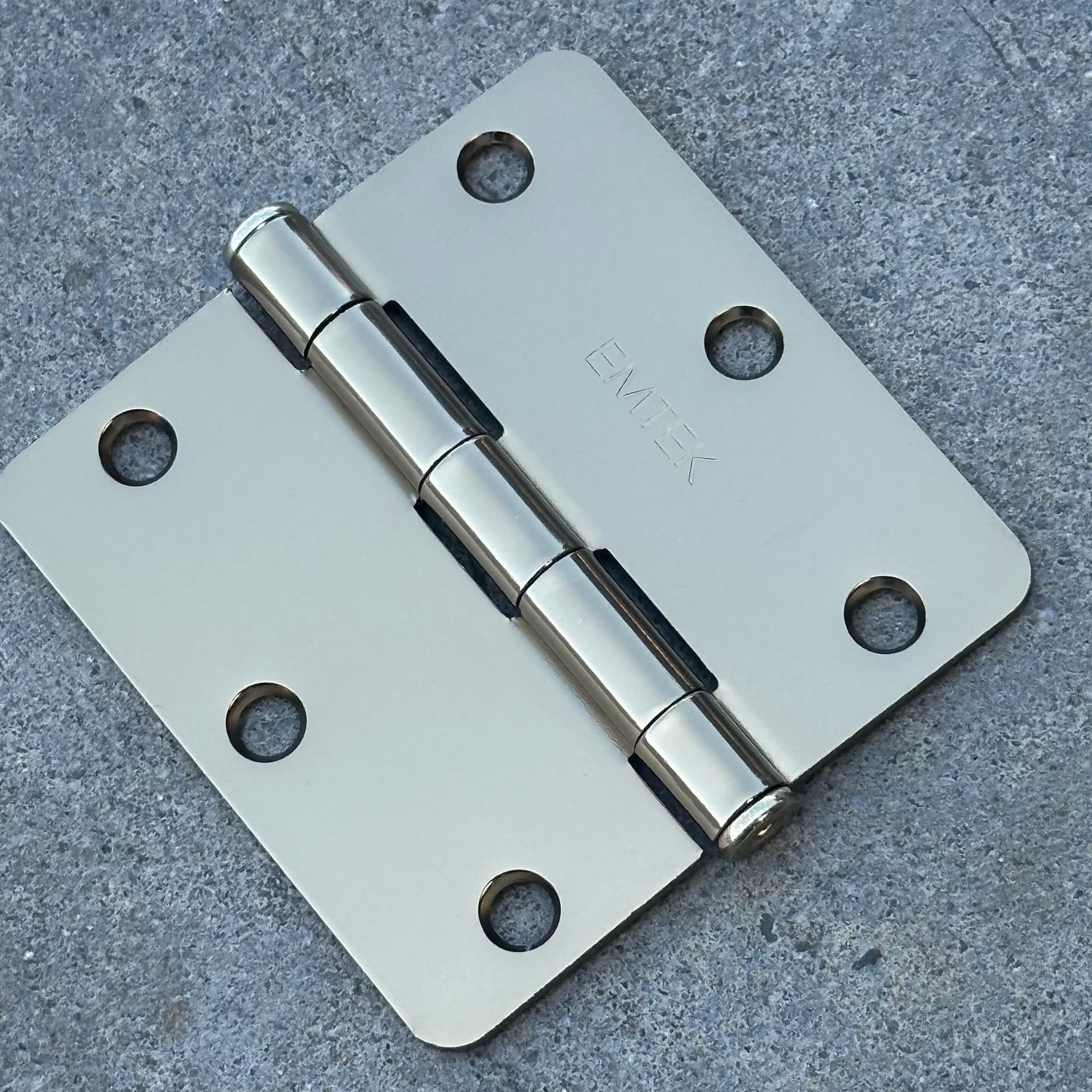 Emtek 3-1/2" x 3-1/2" Steel Door Hinge, 1/4" Radius in French Antique Finish (Pairs) — plated steel