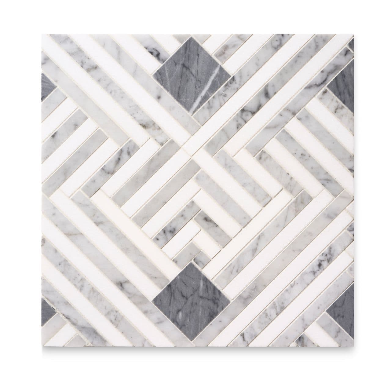 Ann Sacks | Benton Thassos/Carrara/Bardiglio Honed Trelliage (12" x 12") Marble Tile - alternate view
