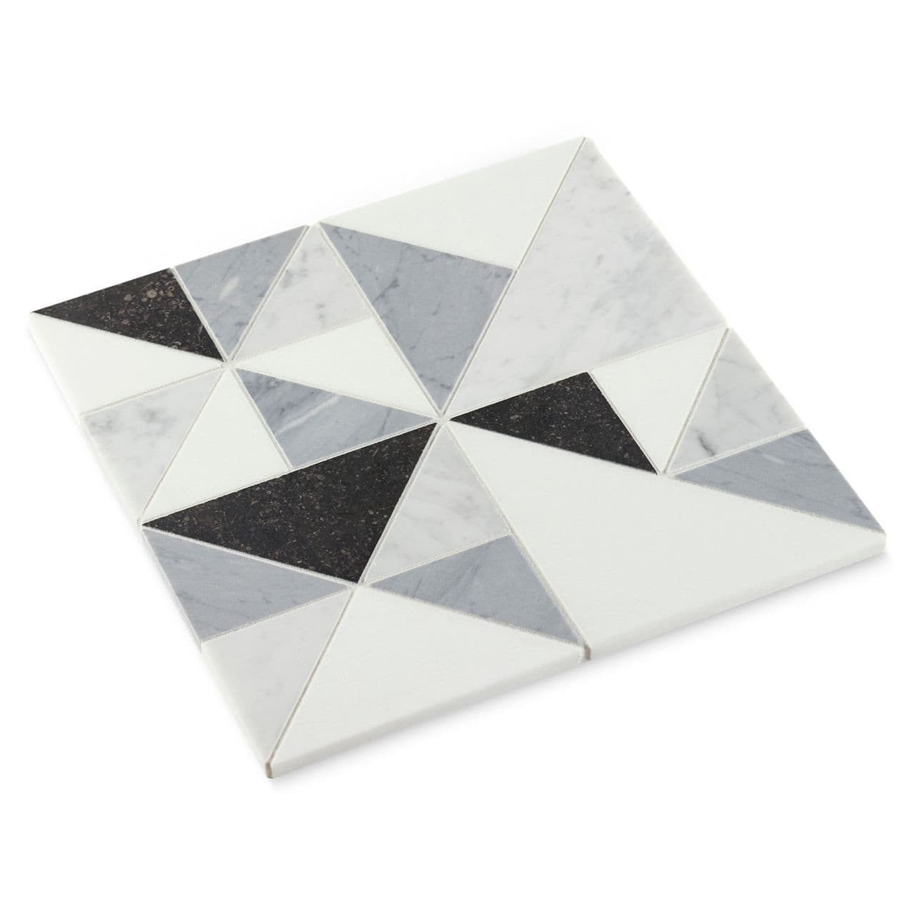 Ann Sacks | Benton Thassos/Carrara/Bardgilio/Belgian Blue Honed Tryst (12" x 12") Marble Tile - alternate view