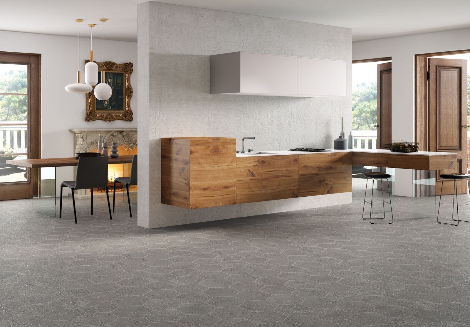 Ann Sacks | Teigen White Hexagon (10" X 11") Porcelain Tile - alternate view