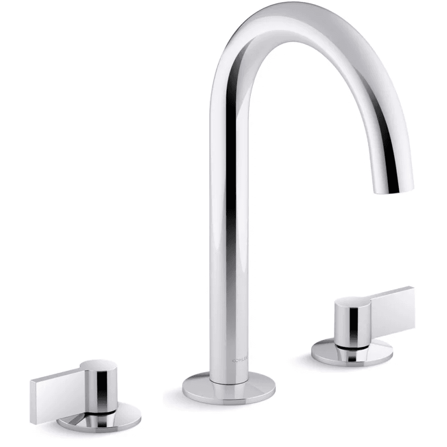 Kohler Components 1.2 GPM Widespread Tube Spout Bathroom Faucet with Lever Handles, Polished Chrome