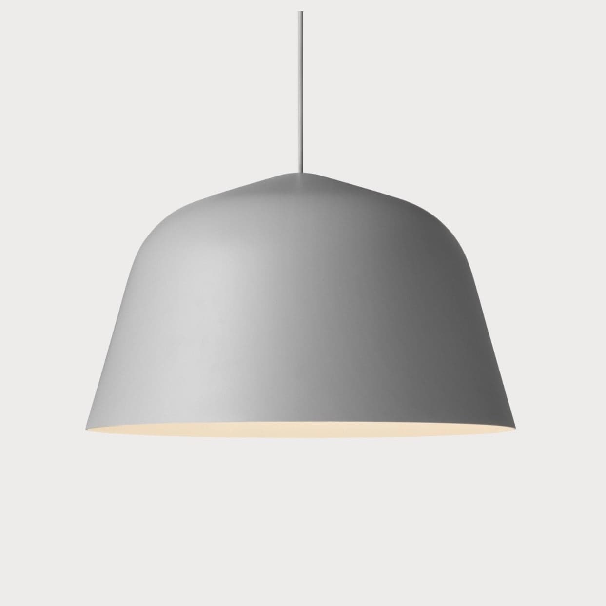 Muuto Ambit Pendant Lamp Large in grey hand-spun aluminum with white interior