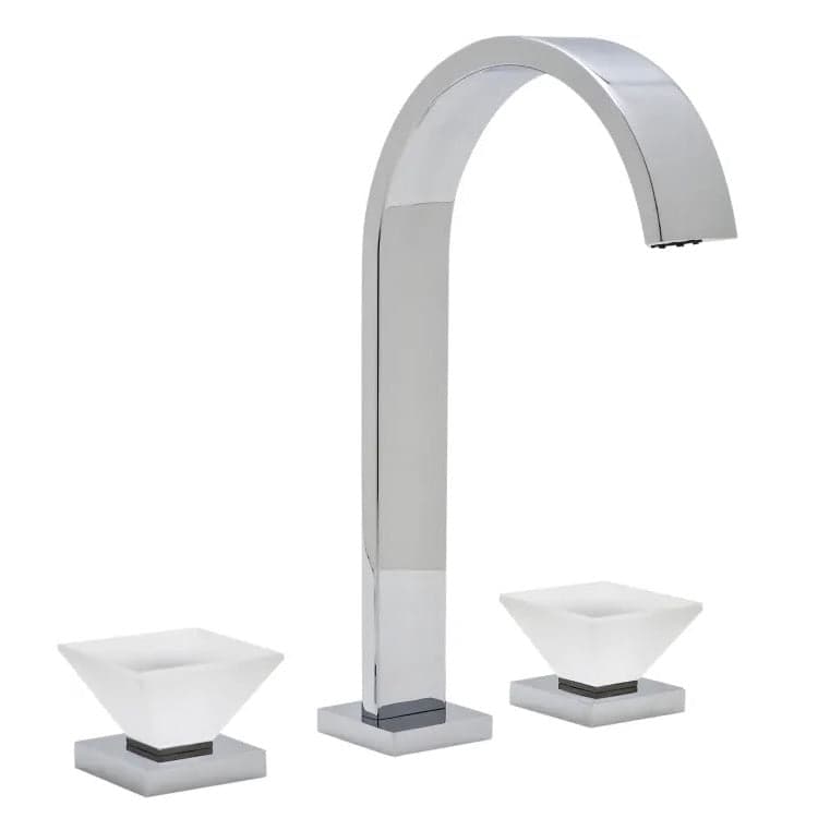 Rohl Jorger Double Handle Widespread Bathroom Faucet with Matte Crystal Glass Handle, Sunshine Finish