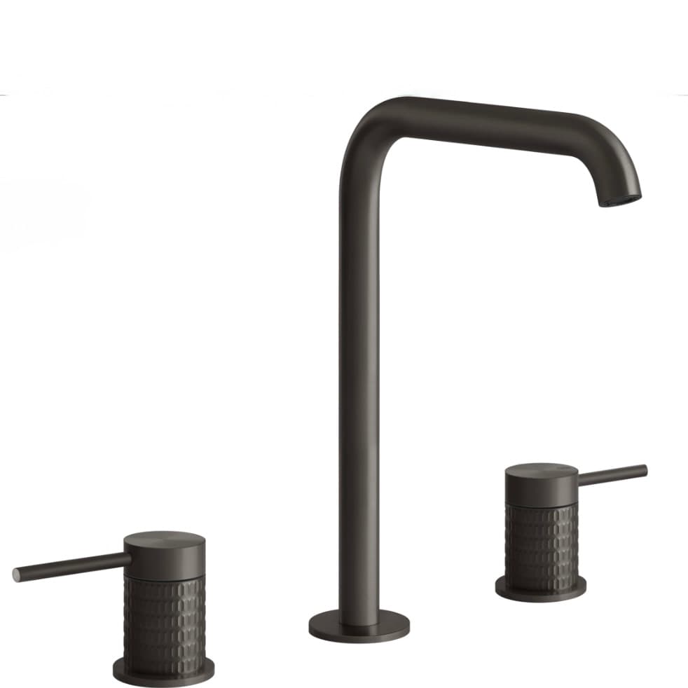 Gessi | Meccanica 3-Hole Widespread Lavatory Faucet, Black Metal Brushed PVD
