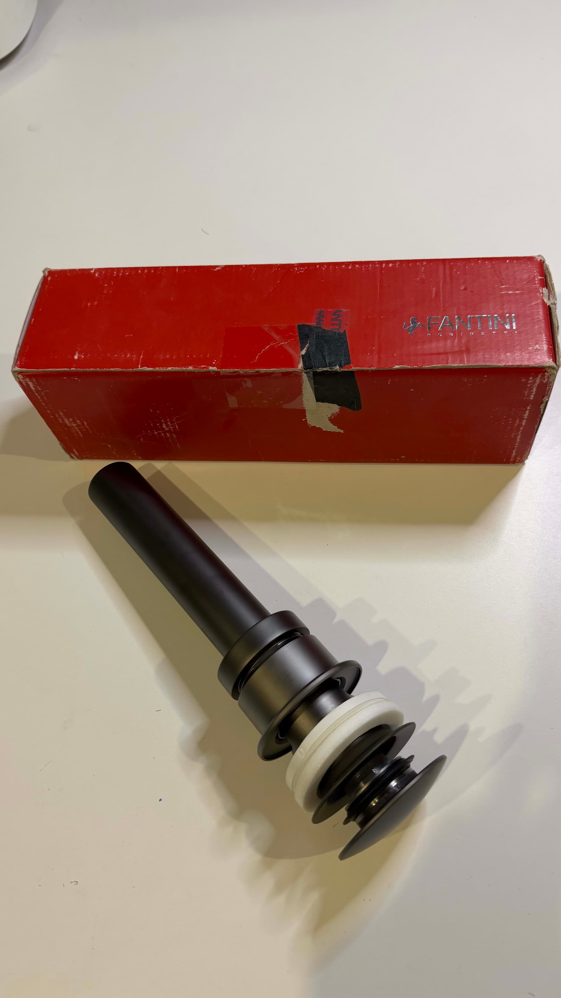 Fantini 1-1/4" Push Up Drain with Overflow in Matte Gun Metal finish
