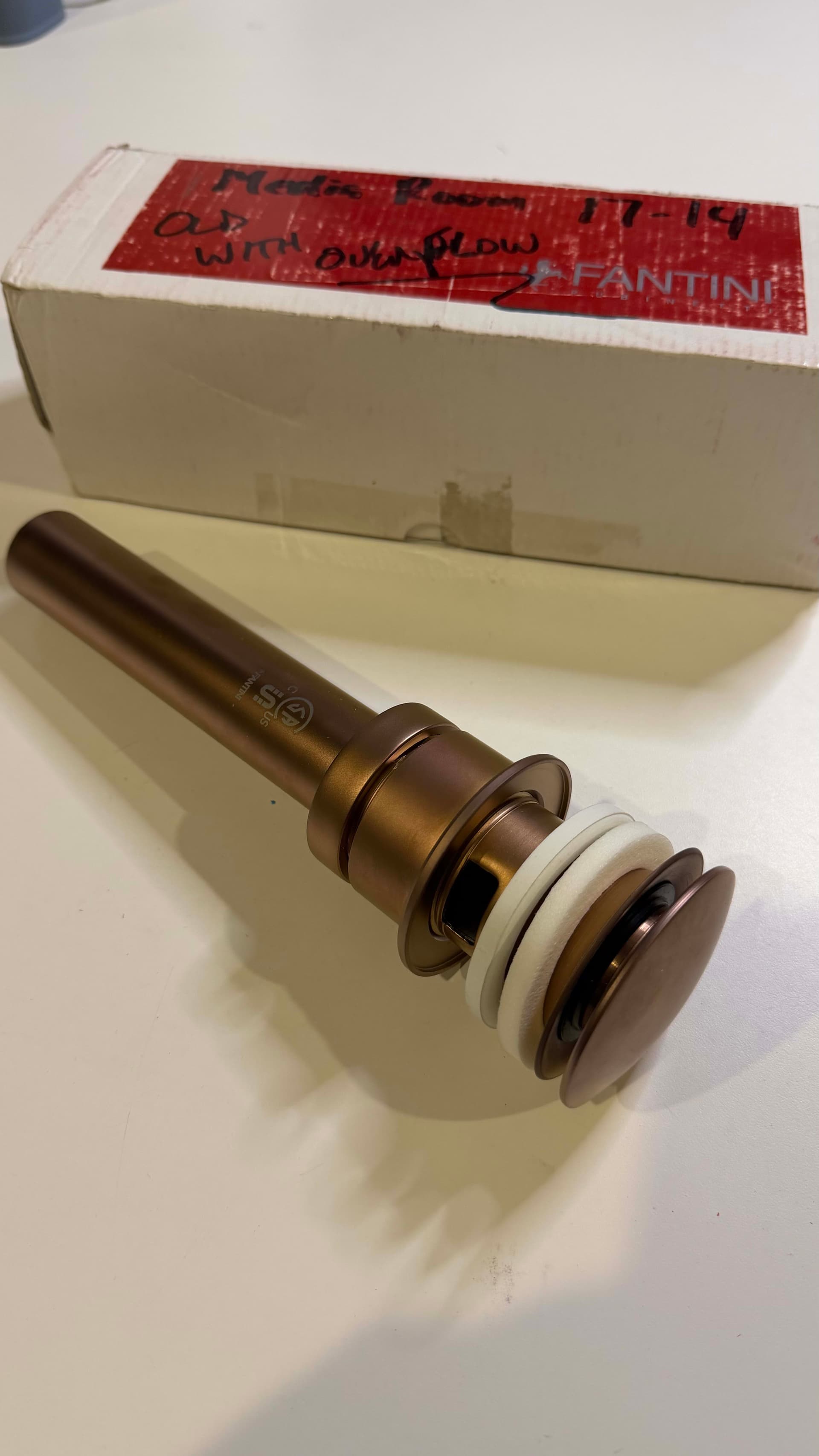 Fantini 1- 1/4” Push Up Drain with Overflow - Matte Copper - alternate view