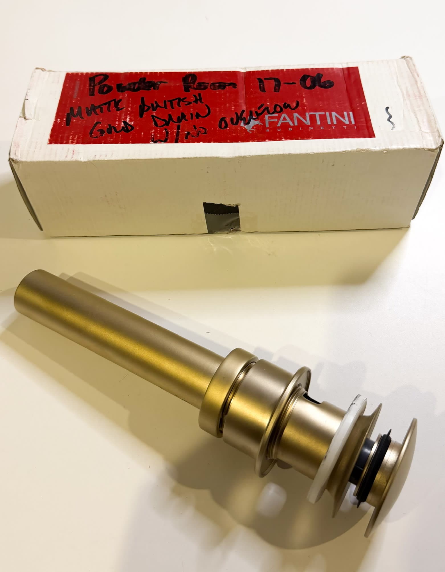 Fantini 1 1/4" Push Up Drain with Overflow in Matte British Gold finish