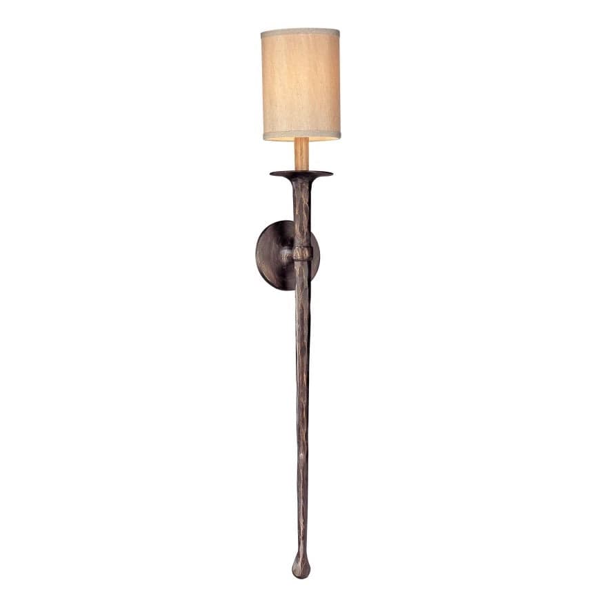Troy Lighting Faulkner 1 Light 36" Wall Sconce with cream linen shade and Pompeii Bronze finish