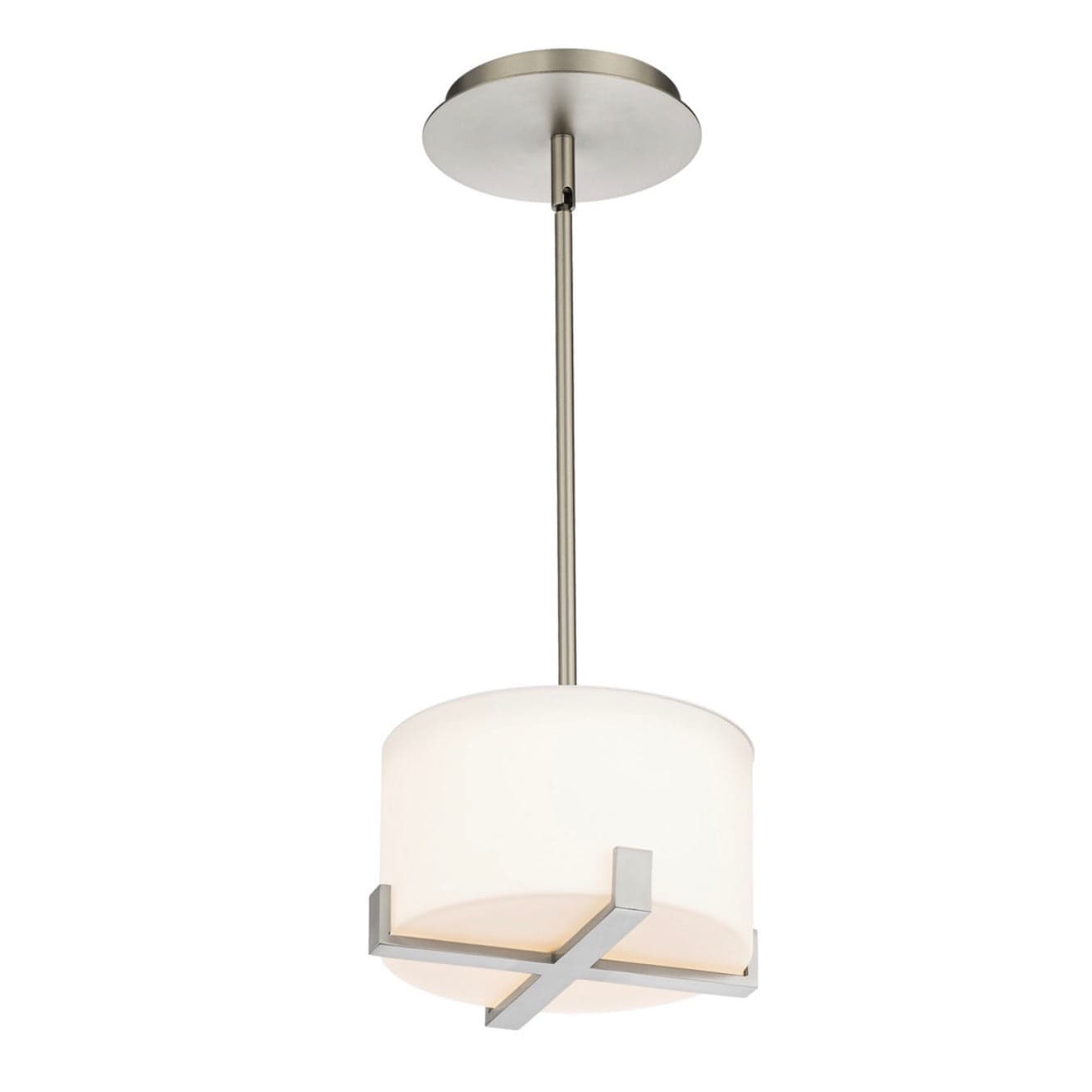 WAC Lighting Laurel LED Pendant in Brushed Nickel with 8-inch opal glass diffuser