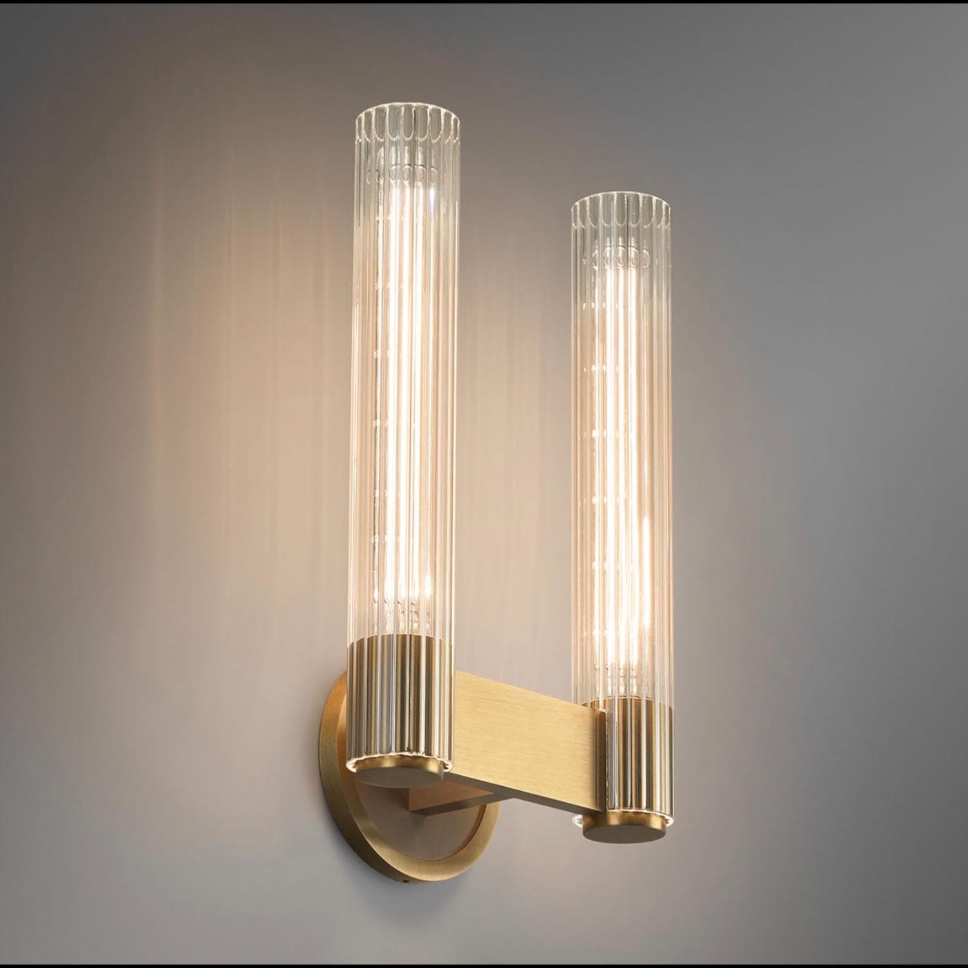 Jonathan Browning Studios Pastis Double Sconce in Light Antique Bronze, 8" W x 13.75" H
