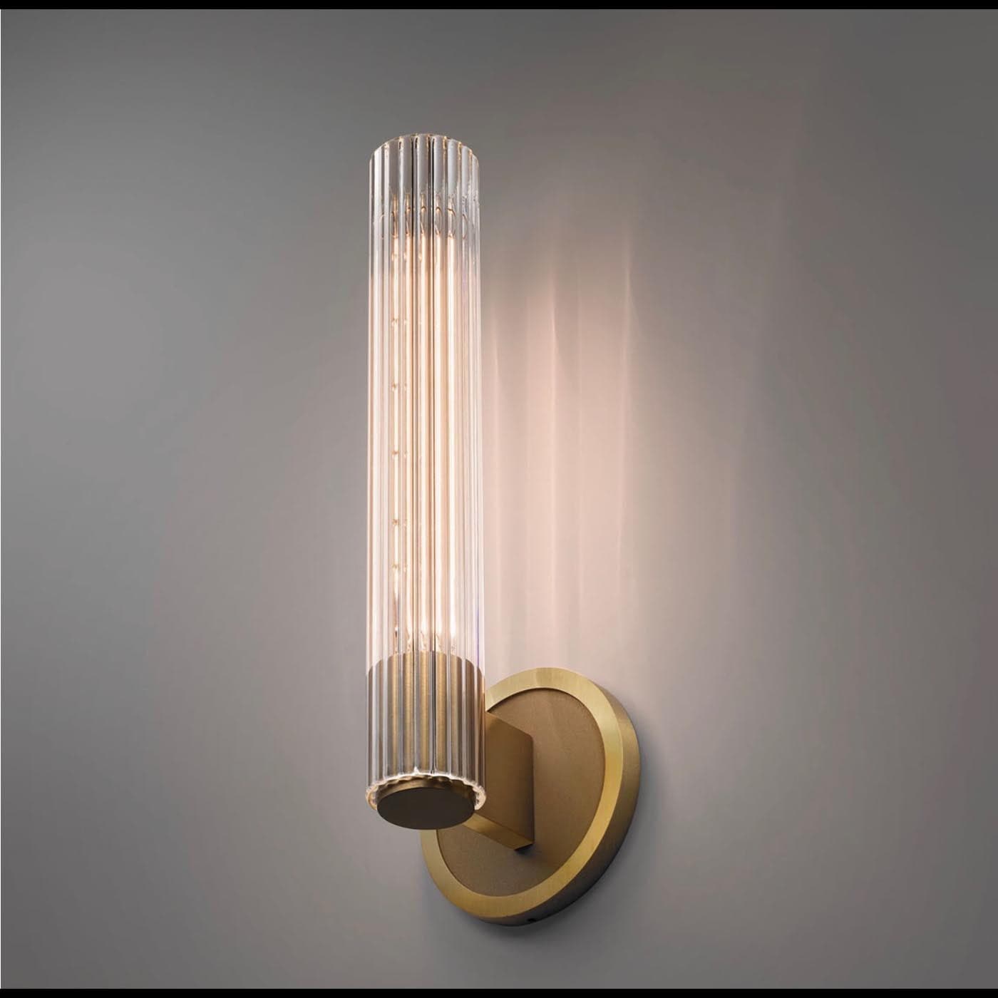 Jonathan Browning Studios Pastis Sconce in Light Antique Bronze with reeded glass shades
