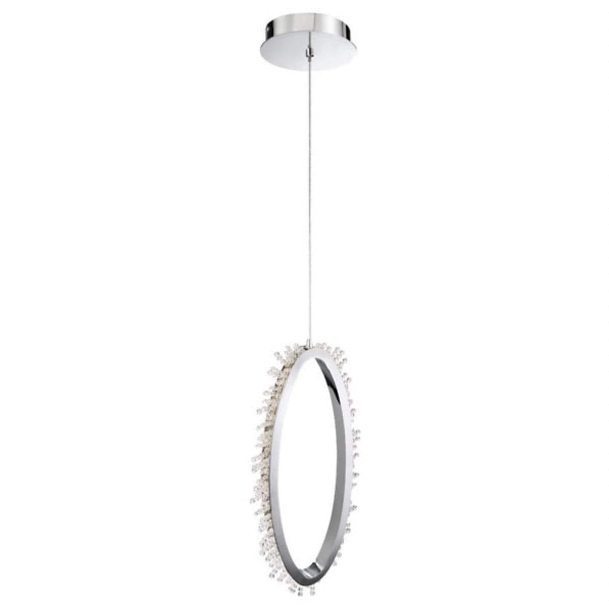 Eurofase Scoppia LED Ring Pendant with crystal-embellished clear shade and polished chrome finish