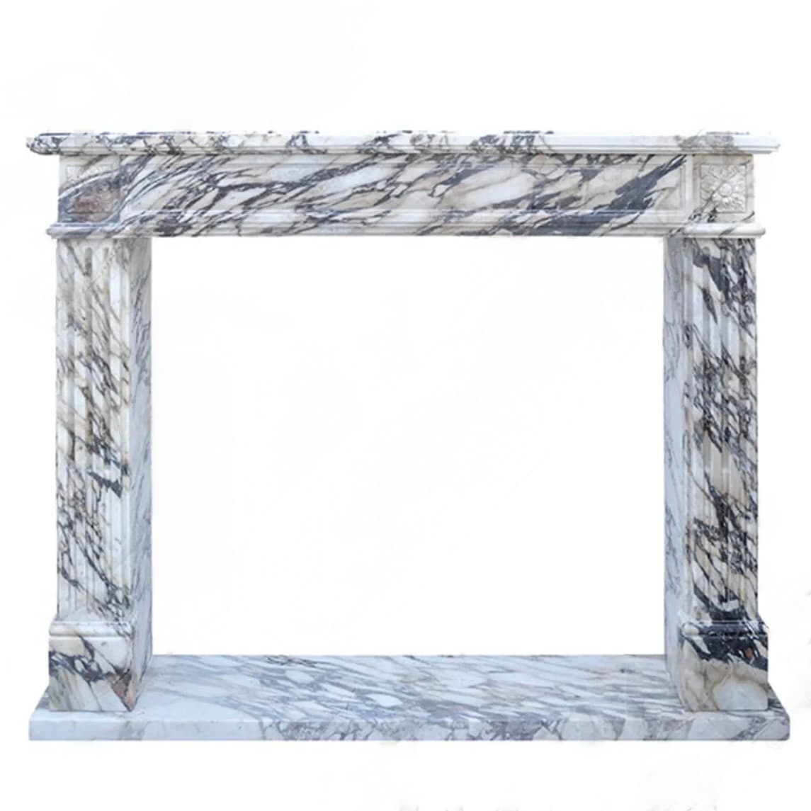 Fine's Gallery Breche Violette Louis Xv Marble Fireplace Mantel (Mfp-2245), 62 in Wide