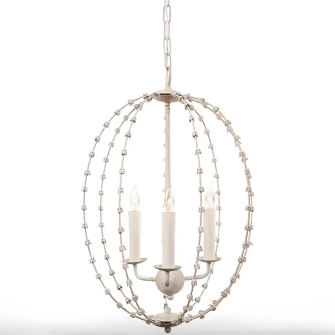 Aidan Gray White Falling Leaves Oval Chandelier (L464W Chan), 16 x 25 in