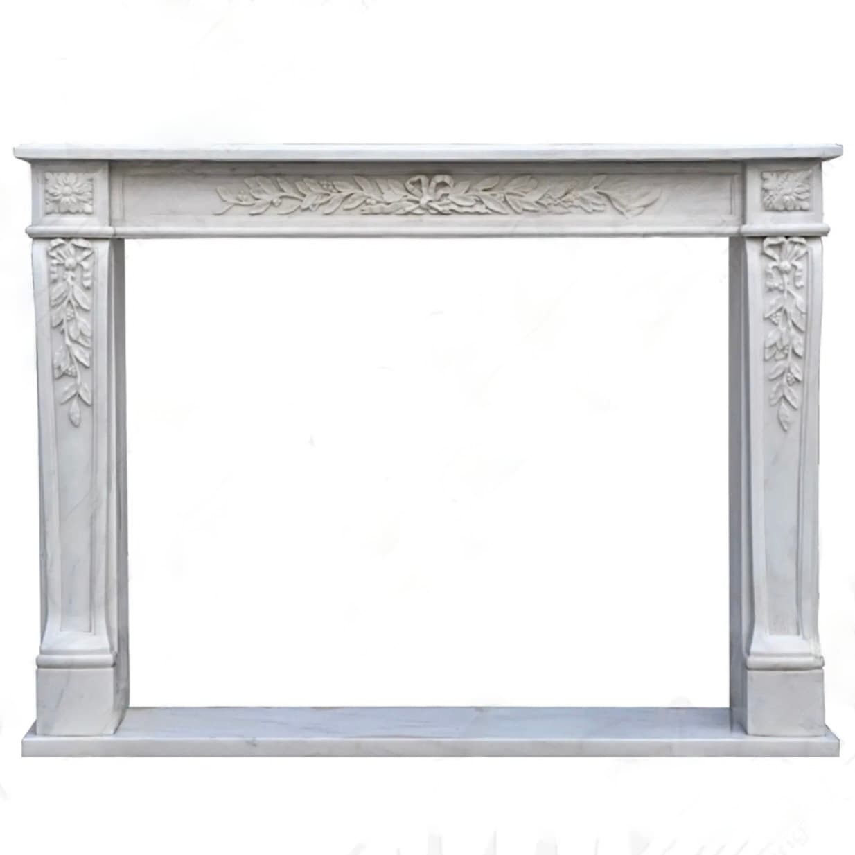 Fine's Gallery Regency Fireplace Mantel in Statuary White Marble (Mfp-2257), 58.5 in Wide