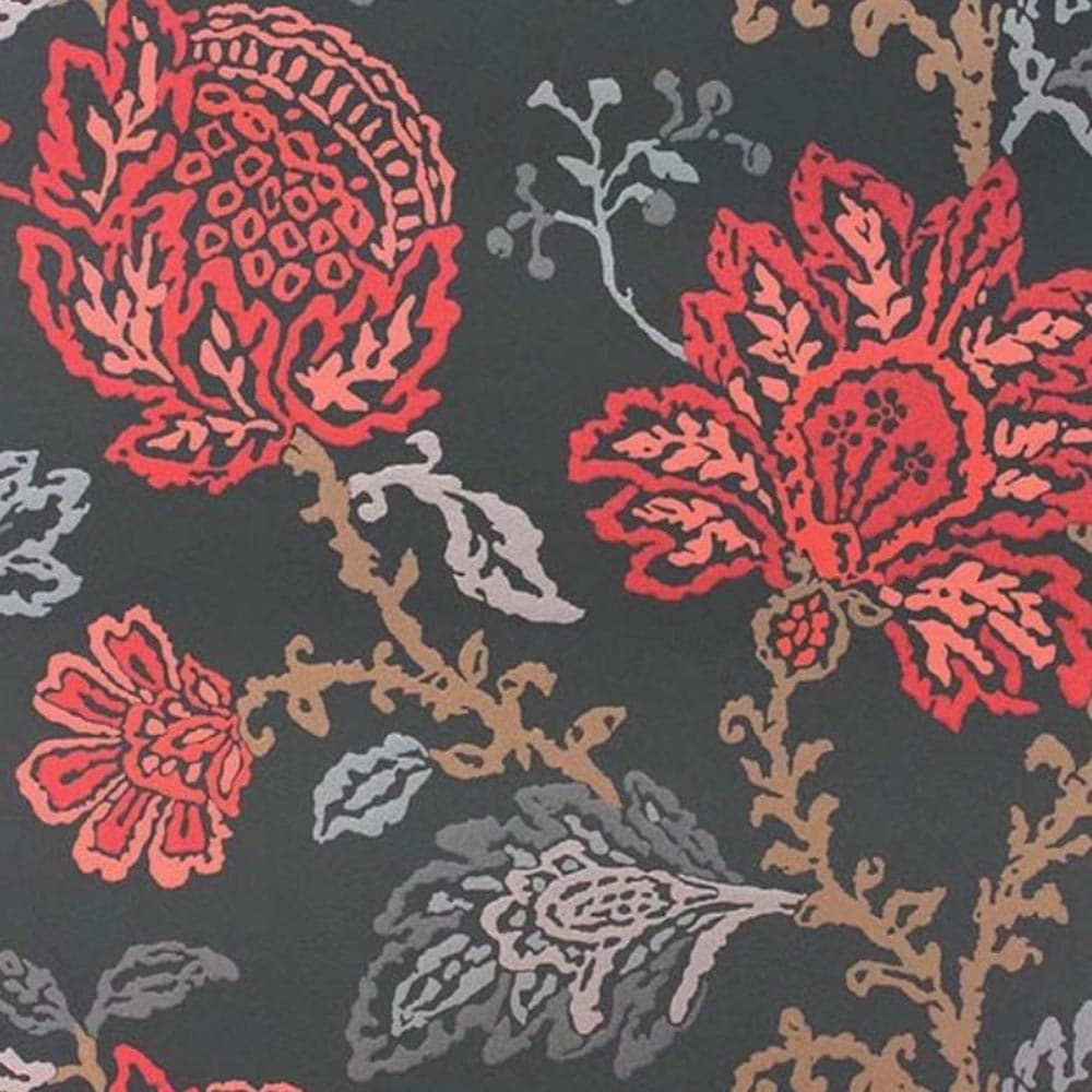 Nina Campbell Coromandel Wallcovering NCW4270-01, floral Jacobean design with mica and metallic finish