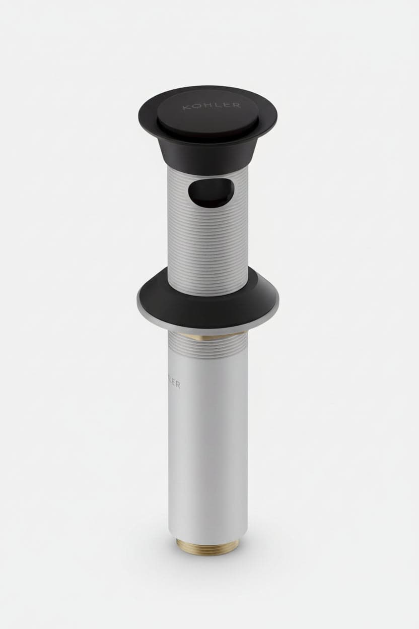 Kohler Clicker Drain with Overflow in Matte Black, 2-1/8" diameter