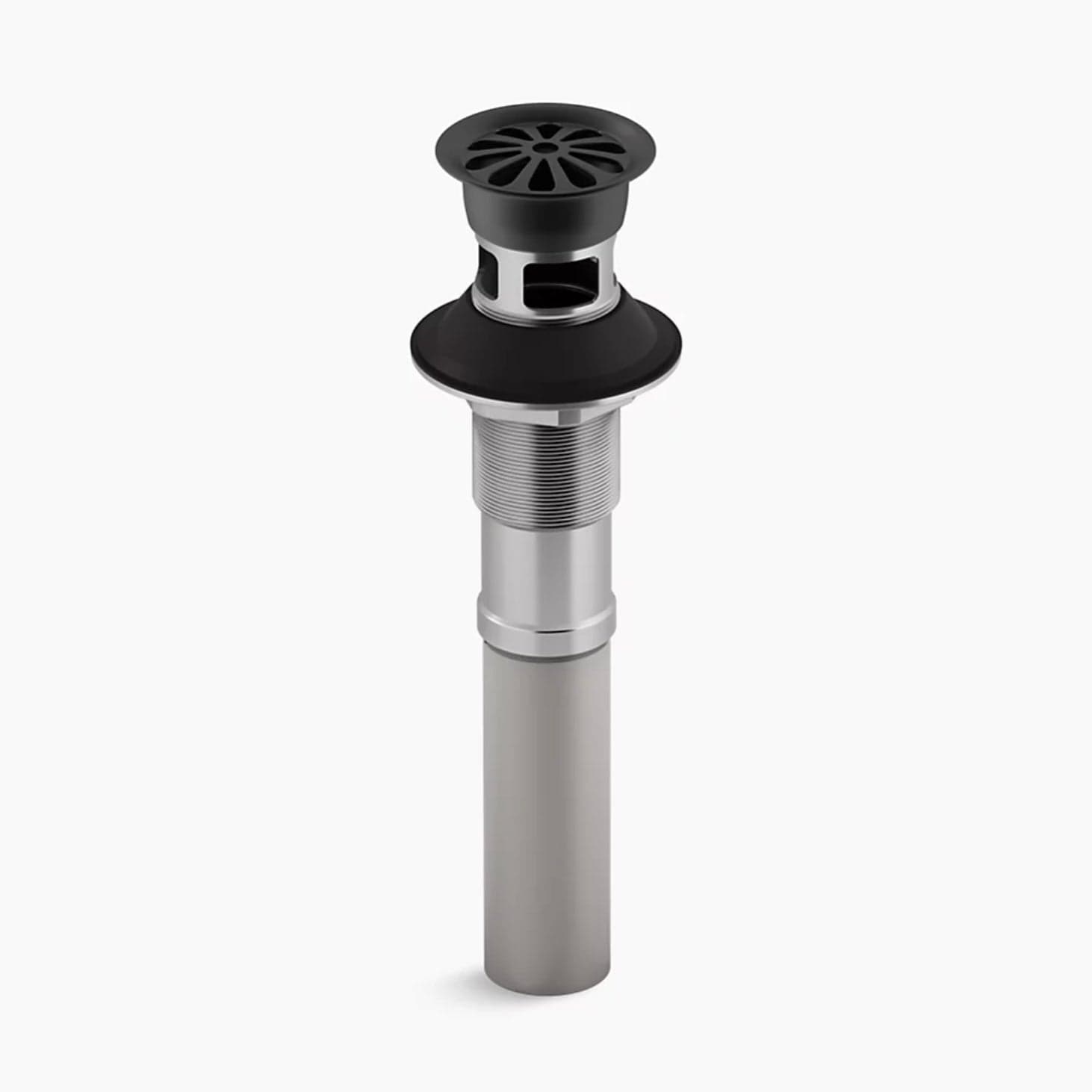 Kohler Bathroom Sink Drain in Matte Black with overflow, solid-brass construction
