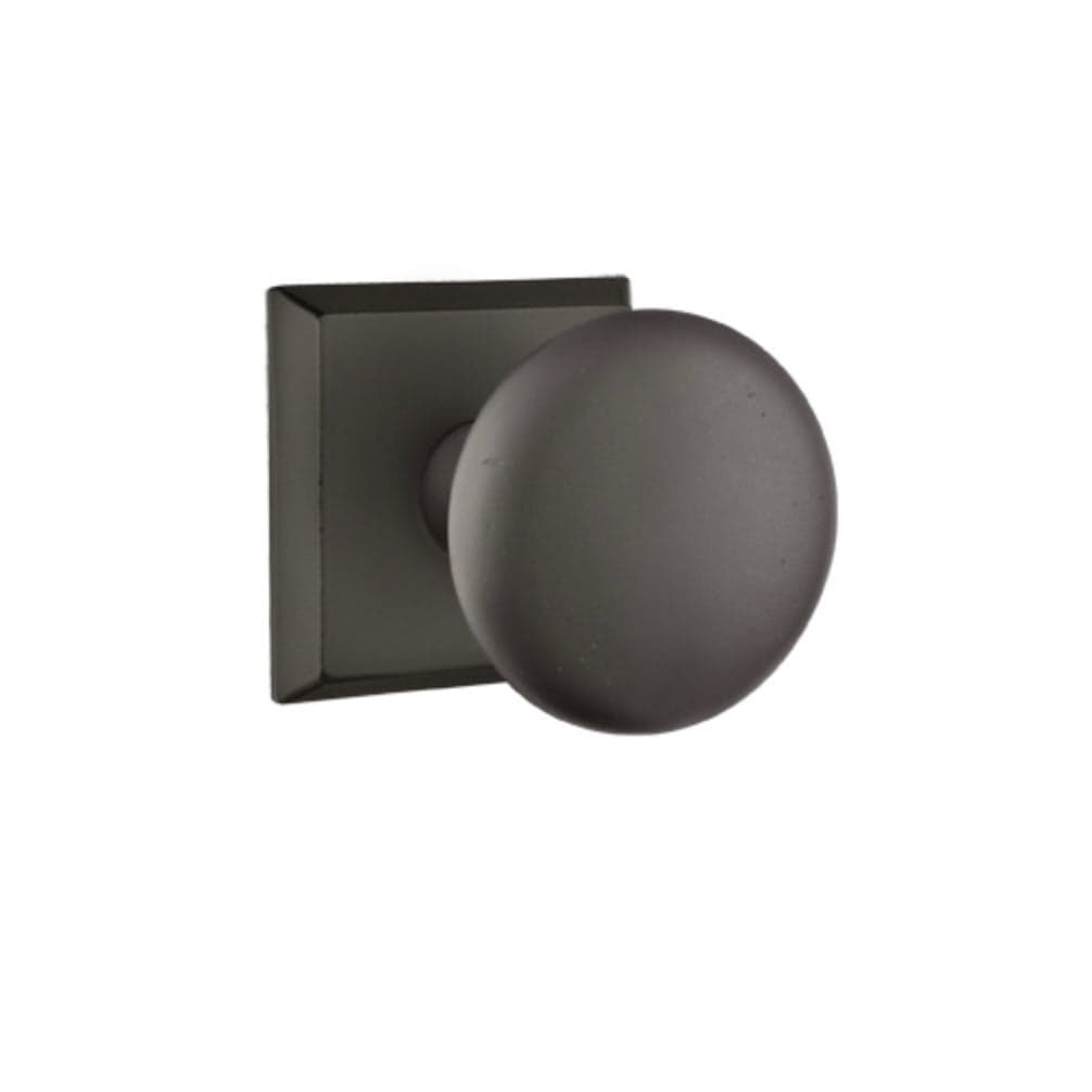 Emtek Winchester Sandcast Bronze Door Knob Privacy Set, Flat Black with #6 Rosette