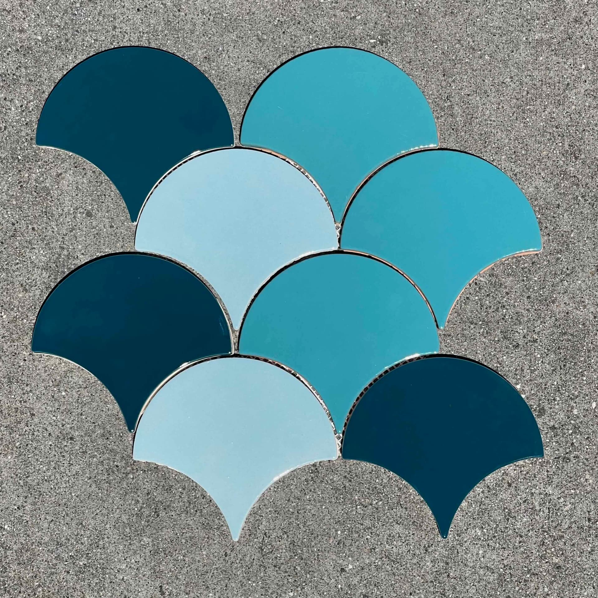 Mercury Mosaics & Tile Large Moroccan Fish Scales multicolor handmade ceramic tile