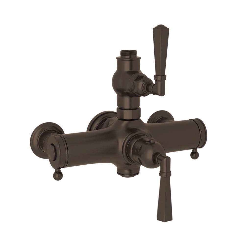Rohl Palladian Exposed Thermostatic Valve in Tuscan Brass with metal lever handle