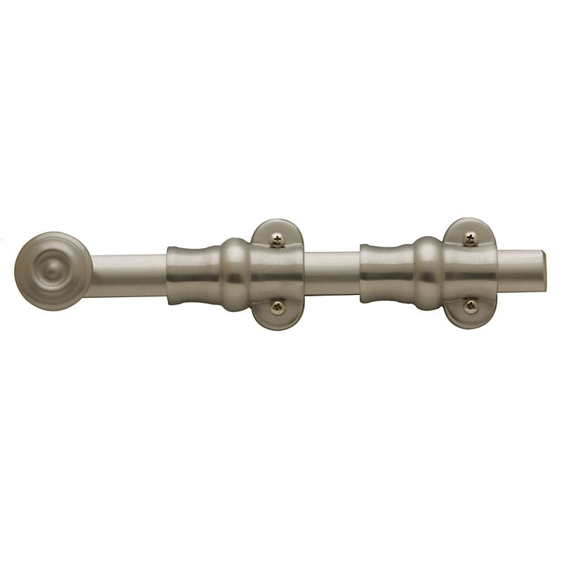 Baldwin Ornamental Heavy Duty Surface Bolt in Satin Nickel, 8 inches
