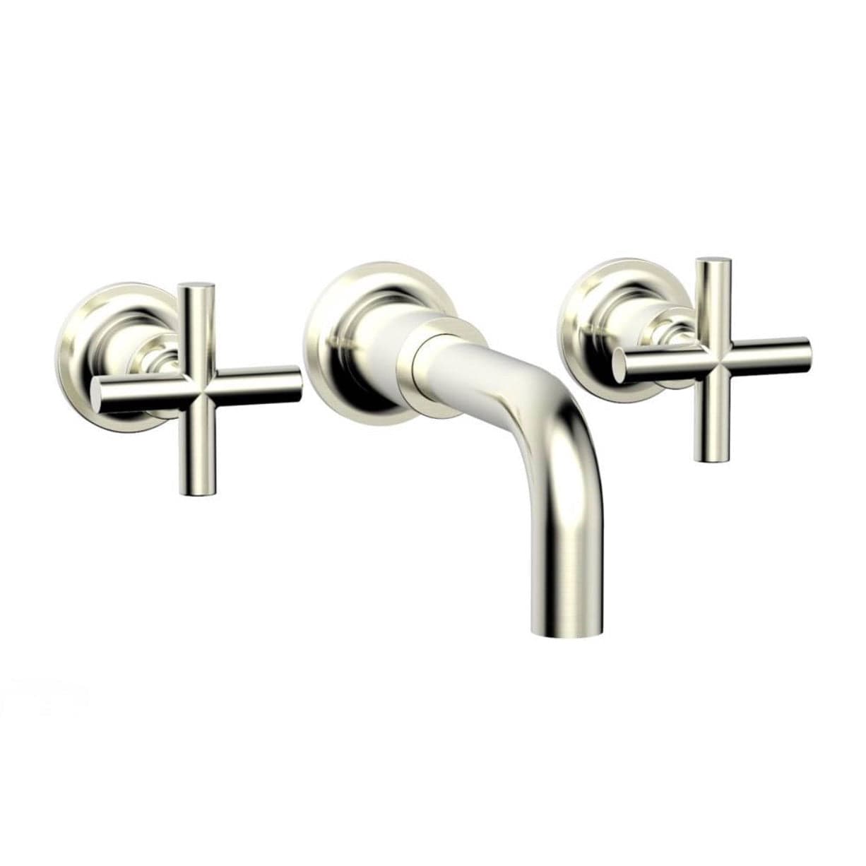 Phylrich Transition Two Wall Tub Set with cross handles in satin nickel finish
