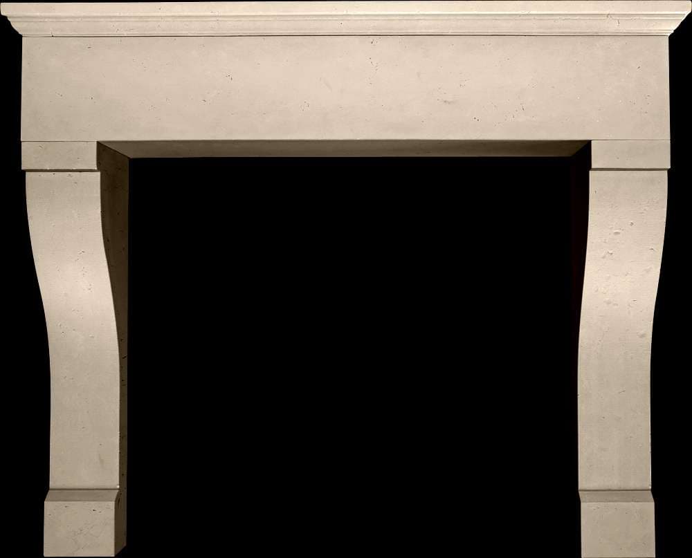 Tartaruga Design Normandy honed limestone fireplace mantel