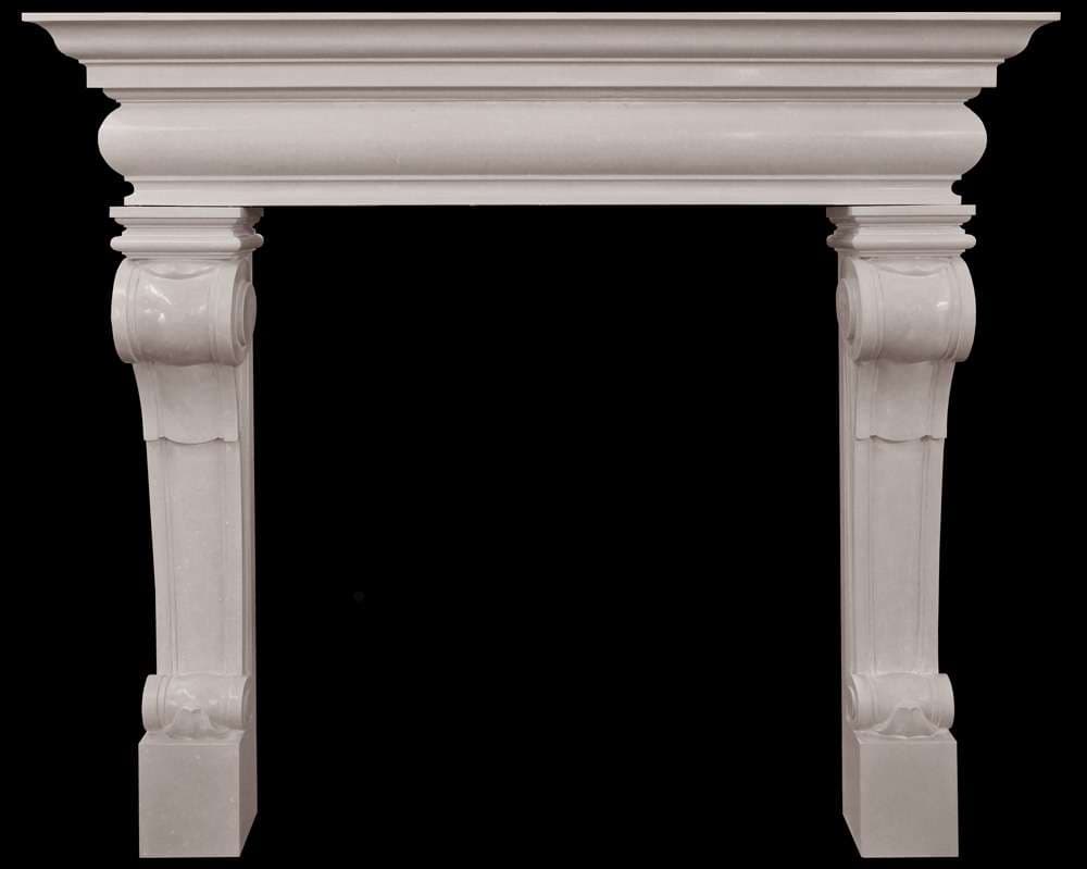 Tartaruga Design | Contemporary Renaissance Honed Limestone Fireplace Mantel (Small) - alternate view