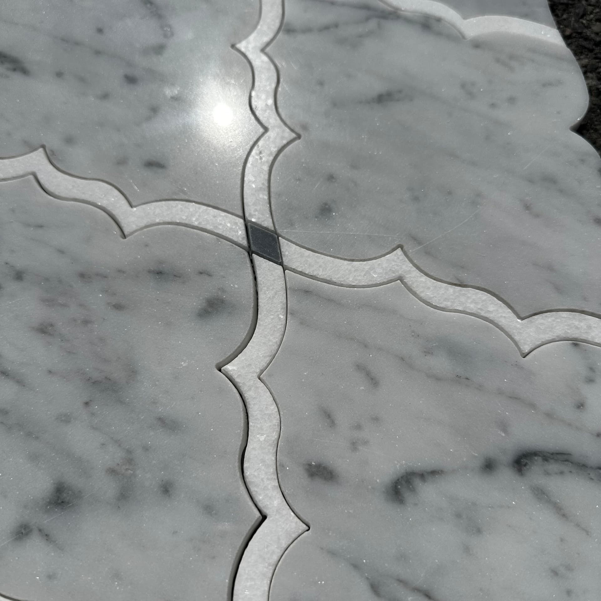 MJ Amina | White Carrara, White Thassos, Bardiglio Polished Dots - alternate view
