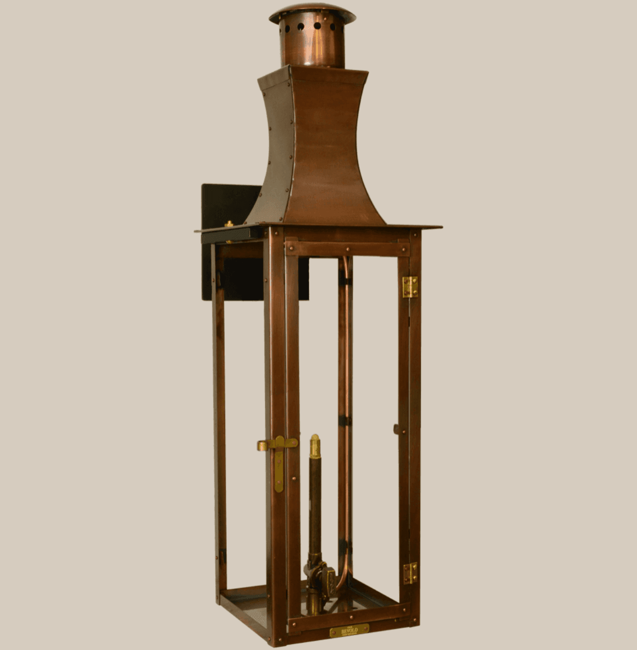 Bevolo | 24" Governor Natural Gas Copper Lantern (Naval Brass Bracket)