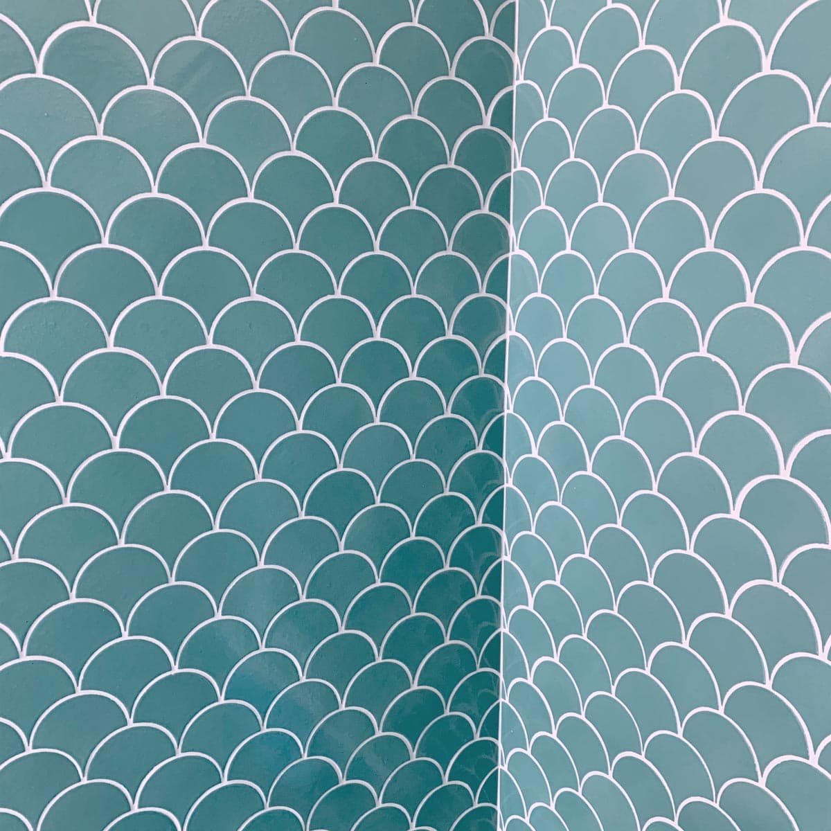 JR Ceramica Scalloped 4 Inch Tile in Acqua Gloss Glaze