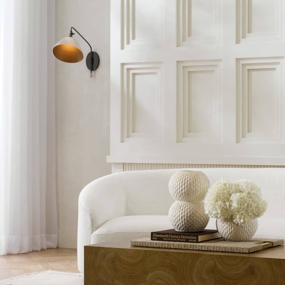 Arteriors Home | Inlet Swing-Arm Wall Sconce — Ivory Faux Shagreen, English Bronze - alternate view