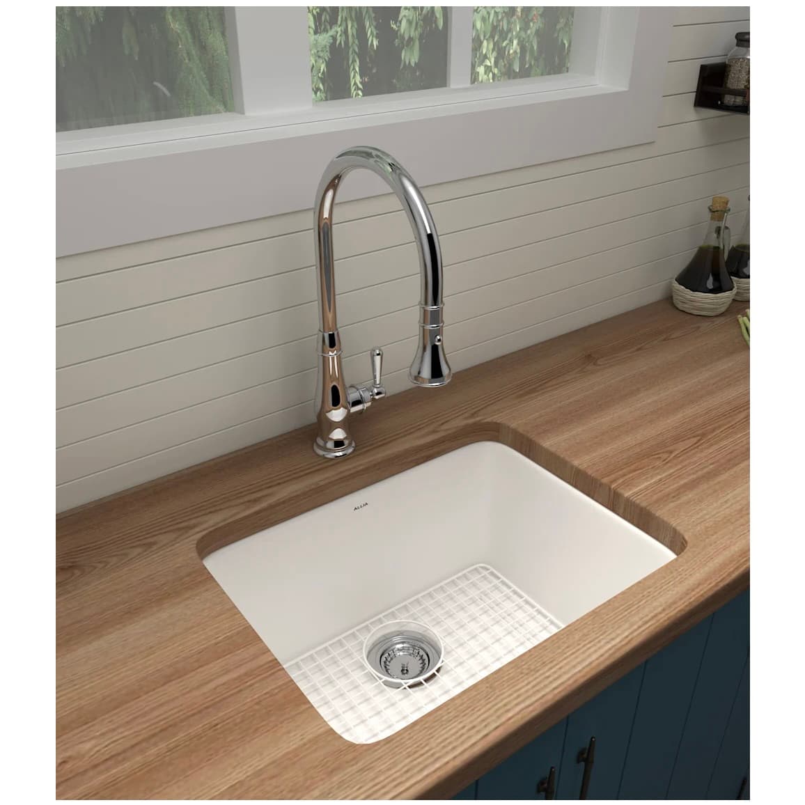Rohl | Allia 24" Fireclay Single Bowl Undermount Kitchen Sink in White - alternate view