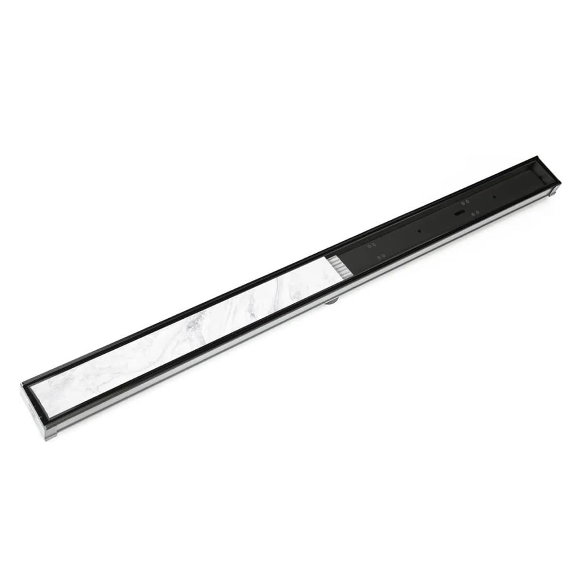 Infinity Drain | 72" Site Sizable Stainless Steel Low Profile Linear Drain Kit with 2-1/2" Tile Insert Frame, in Matte Black, S-LTIF 6572 BK