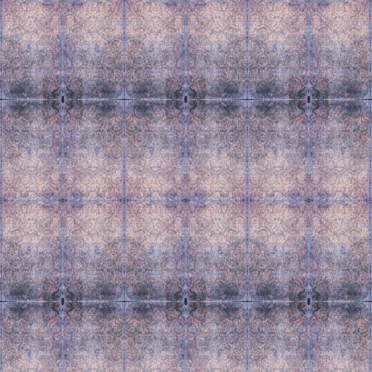 Blackpop Duprez cotton velvet fabric in violet purple with distressed damask pattern